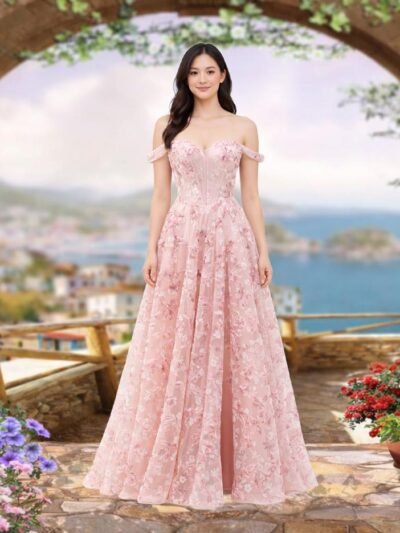 Custom Made Embroidery Evening Gown