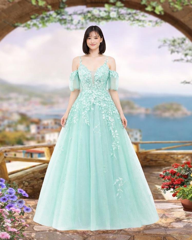 Custom Made Crystal Evening Gown