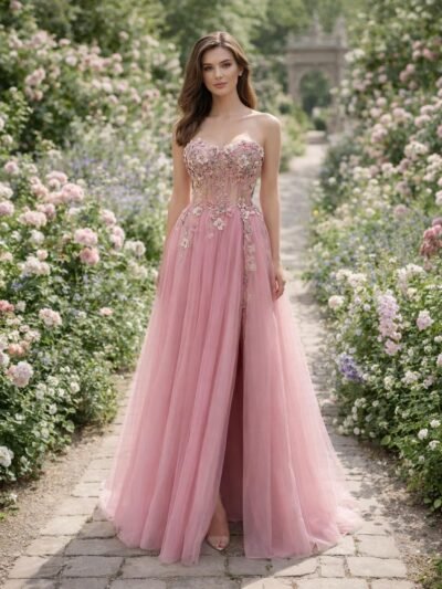 Custom Made Beaded Evening Gown