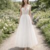 White Wedding Dress 3D Floral Applique