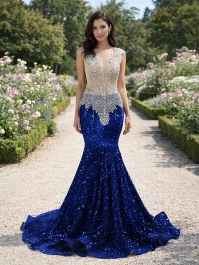 Blue Prom Dress 2026 Regencycore Lace