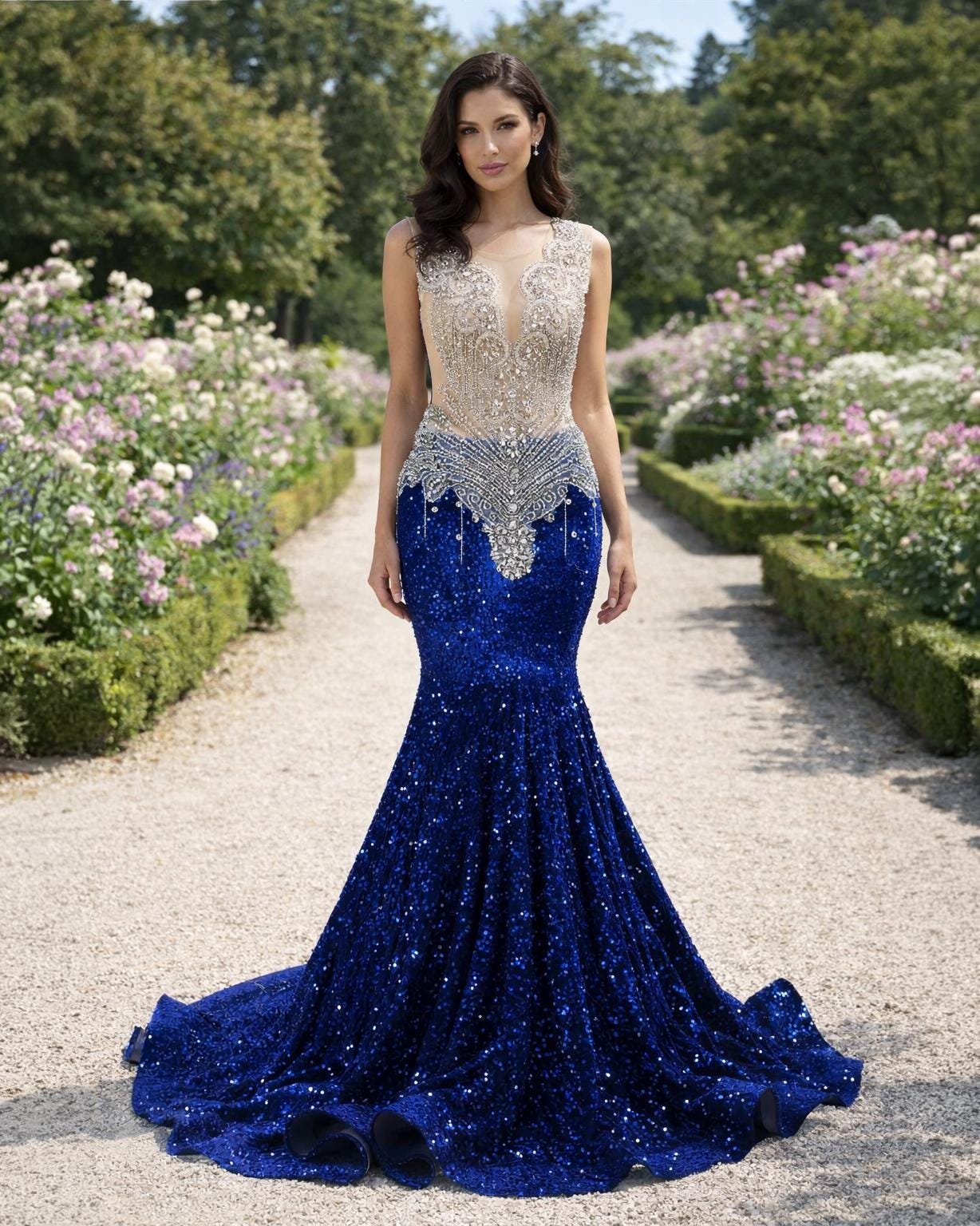 Blue Prom Dress 2026 Regencycore Lace