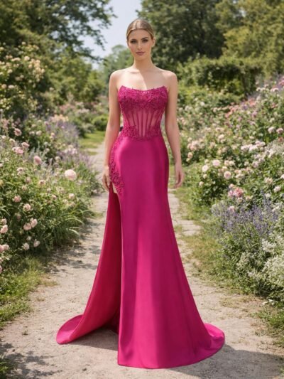 Custom Made Embroidery Evening Gown