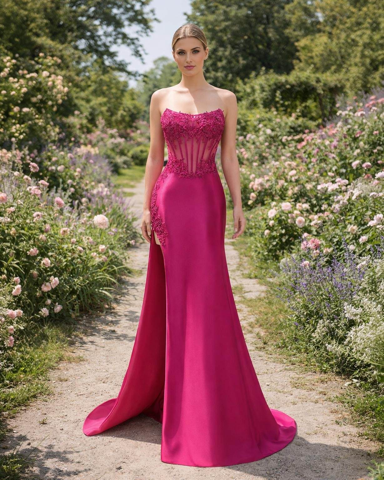 Custom Made Embroidery Evening Gown