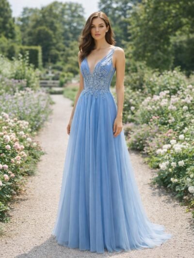 Custom Made Embroidery Evening Gown