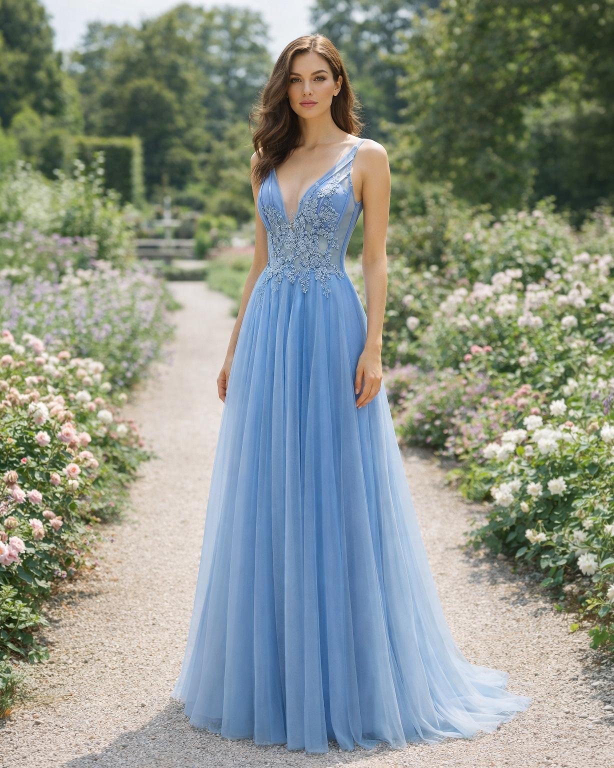 Custom Made Embroidery Evening Gown