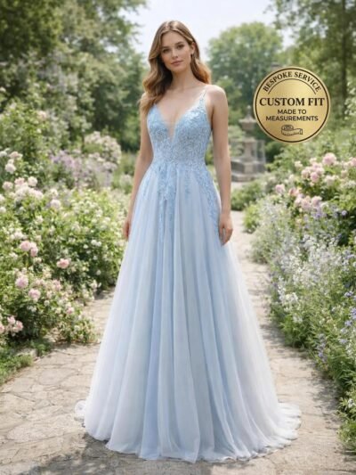 Blue Prom Dress 2026 Regencycore Lace