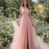 Blush Prom Dress 3D Floral Applique