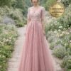Blush Prom Dress  3D Floral Applique