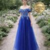 Royal blue Prom Dress 3D Floral App