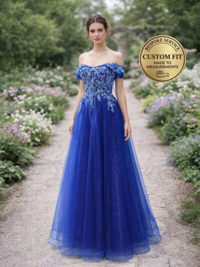 Royal blue Prom Dress 3D Floral App