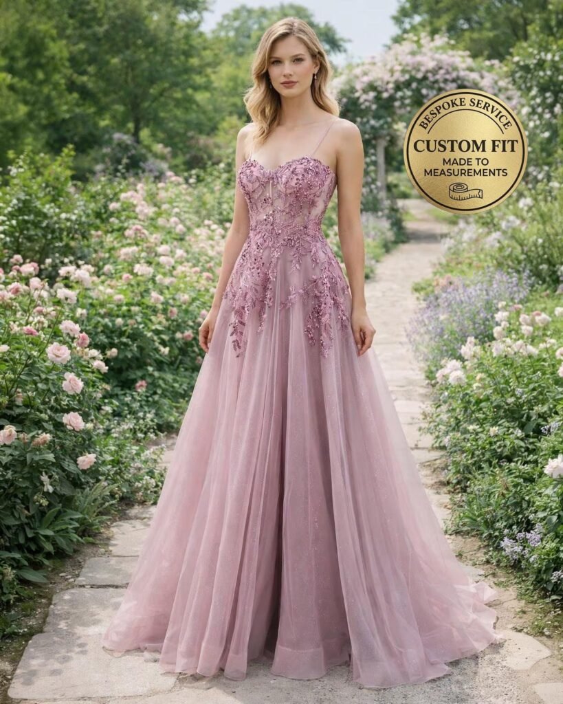 Purple Prom Dress  3D Floral Appliqu