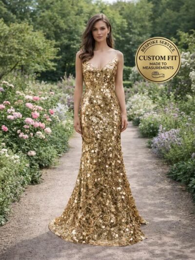 Custom Gold Sequin Prom Dress 2026 Glitter Maximalism