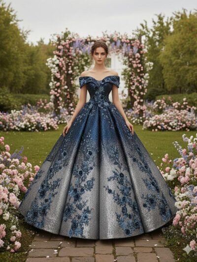 Custom Made Embroidery Evening Gown