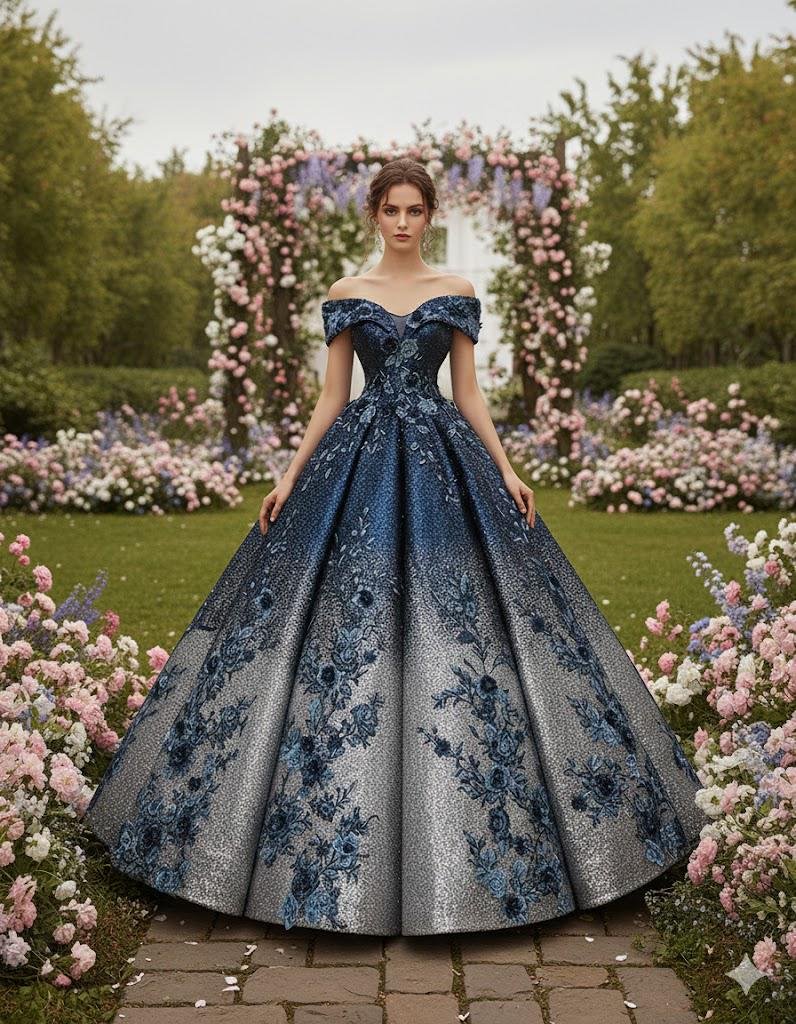 Custom Made Embroidery Evening Gown