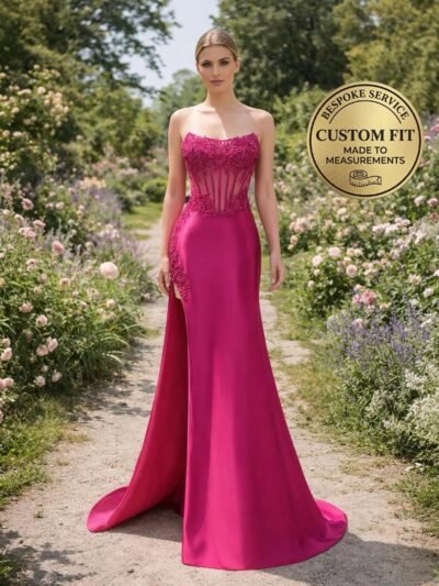 Red Prom Dress 3D Floral Applique