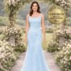 Blue Wedding Dress 3D Floral Applique