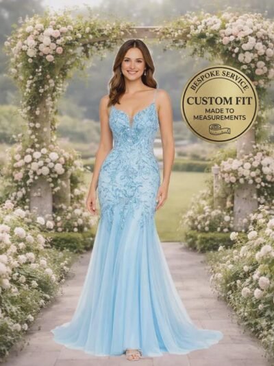 Blue Prom Dress 2026 Regencycore Lace