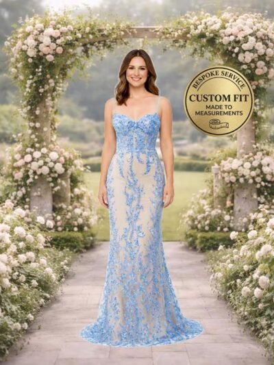 Blue Prom Dress 2026 Regencycore Lace