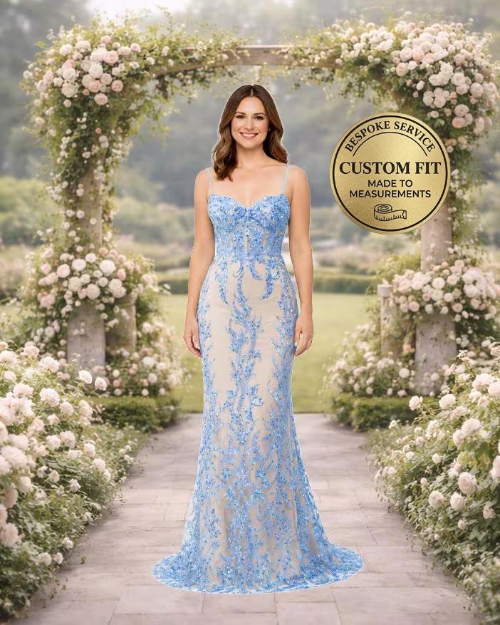 Blue Prom Dress 2026 Regencycore Lace