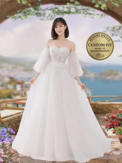 Ivory Wedding Dress 3D Floral Applique