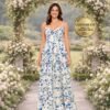Blue Wedding Dress 3D Floral Applique