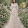 Ivory Wedding Dress 3D Floral Applique