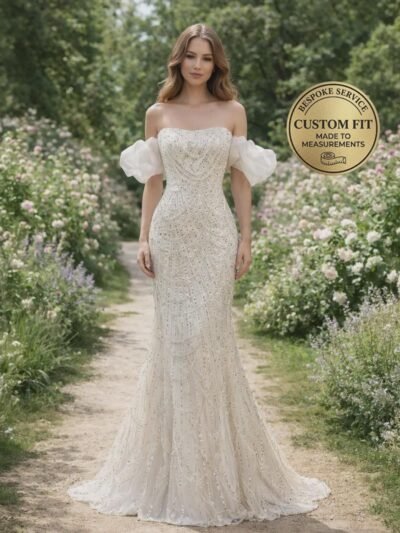 White Wedding Dress Glitter Maximalism