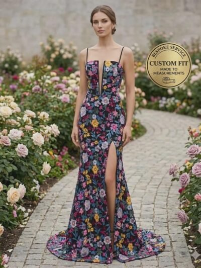 Red Prom Dress 3D Floral Applique