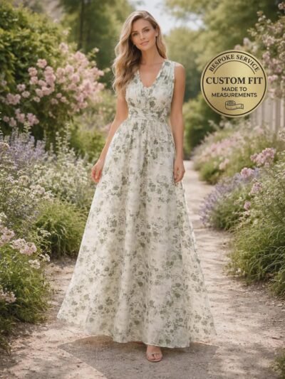 Green Prom Dress  3D Floral Applique