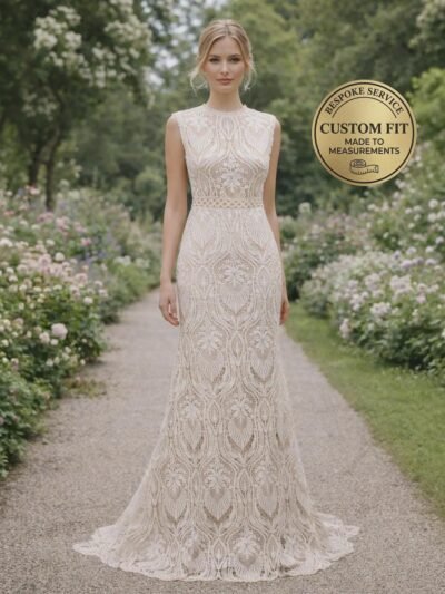 Champagne Wedding Dress 3D Floral Appliq