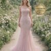 Pink Prom Dress  3D Floral Applique