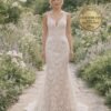 Champagne Wedding Dress 3D Floral Appliq