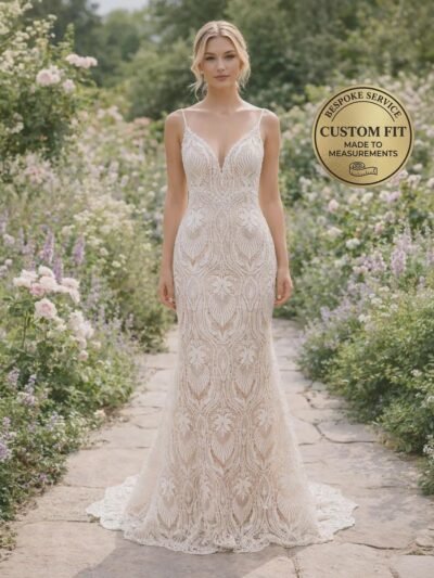 Champagne Wedding Dress 3D Floral Appliq