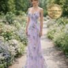 Purple Wedding Dress 3D Floral Applique