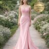 Pink Prom Dress  3D Floral Applique