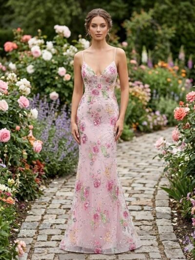 Custom Made Embroidery Evening Gown
