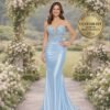Blue Prom Dress 3D Floral Appli