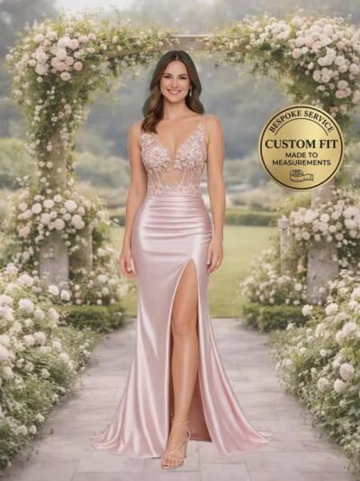 Blush Prom Dress  3D Floral Applique