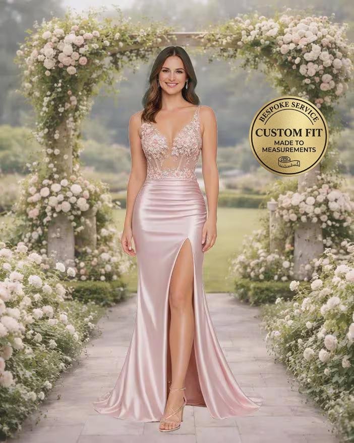 Blush Prom Dress 3D Floral Applique