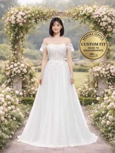 Ivory Wedding Dress 3D Floral Applique