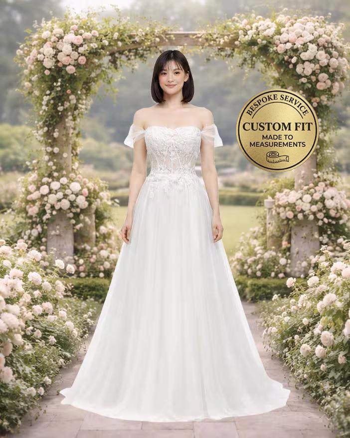 Ivory Wedding Dress 3D Floral Applique