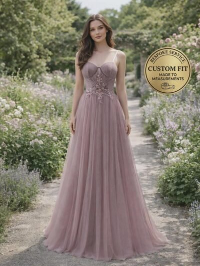 Blush Prom Dress 3D Floral Applique