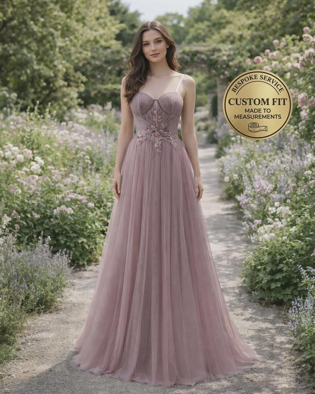 Blush Prom Dress 3D Floral Applique