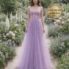 Purple Prom Dress  3D Floral Appliqu