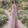 Lilac Prom Dress  3D Floral Applique
