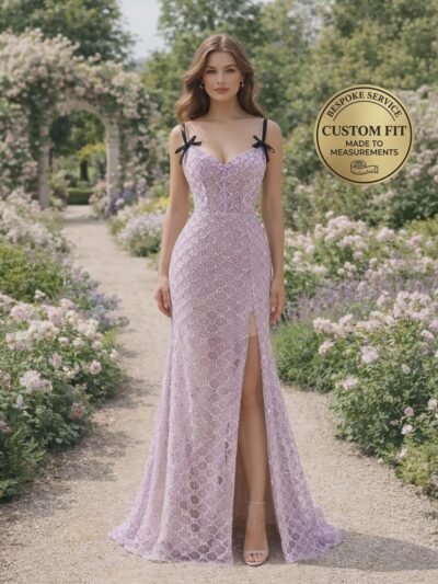 Lilac Prom Dress 3D Floral Applique